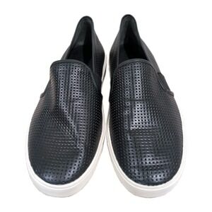 Vince Blair Black Perforated Leather Slip On Sneakers Women's 7